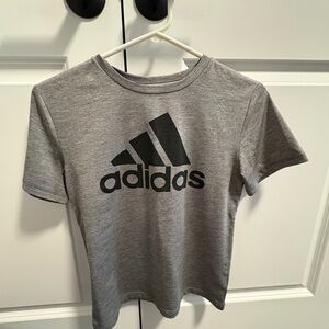 adidas Grey Tee with Black Logo - Kids Short Sleeve